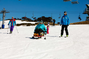 Tom Mitten keeping watch on me in the bi ski. Courtesy Hot Shots Photogrpahy